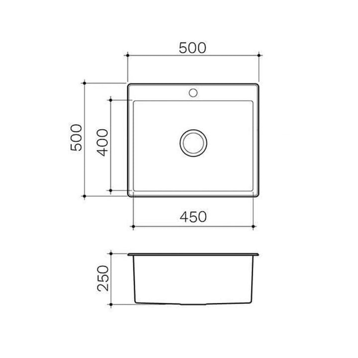 Deluxe Stainless Steel Sink with Tap Hole 250mm Deep