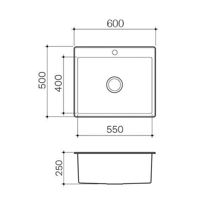 Deluxe Stainless Steel Sink with Tap Hole 250mm Deep