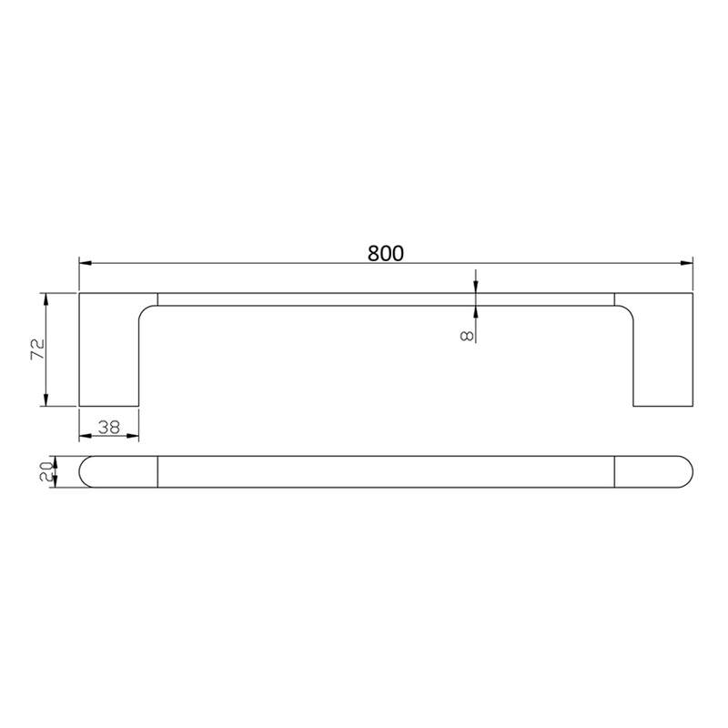 Eli Single Towel Rail 600mm/800mm