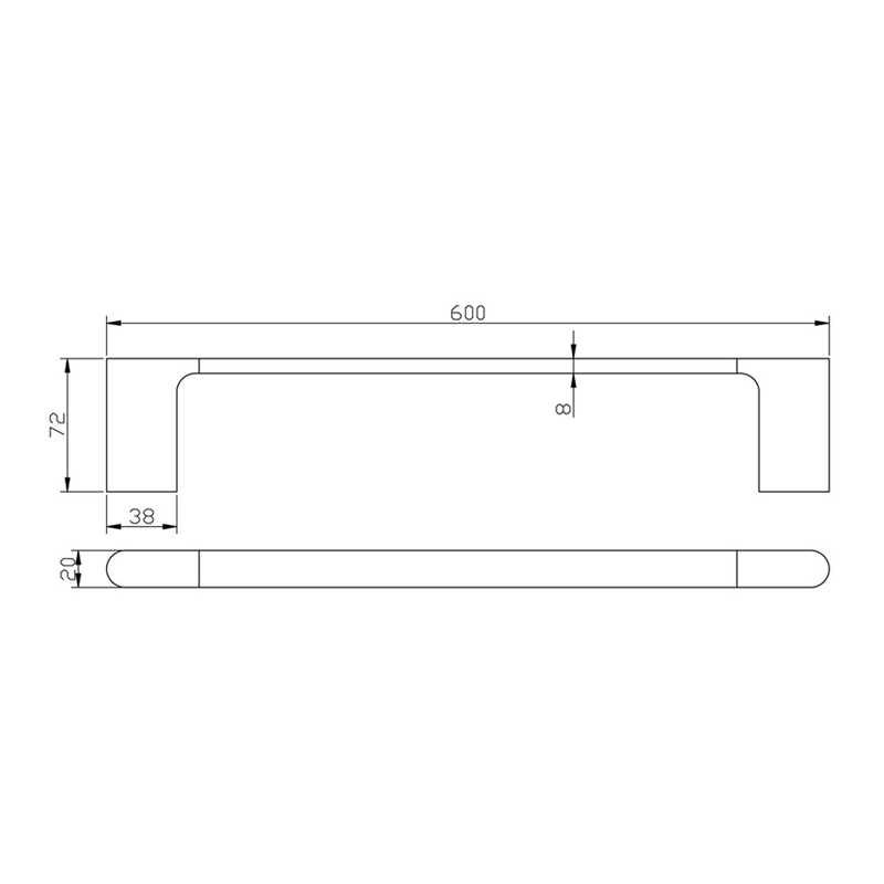 Eli Single Towel Rail 600mm/800mm