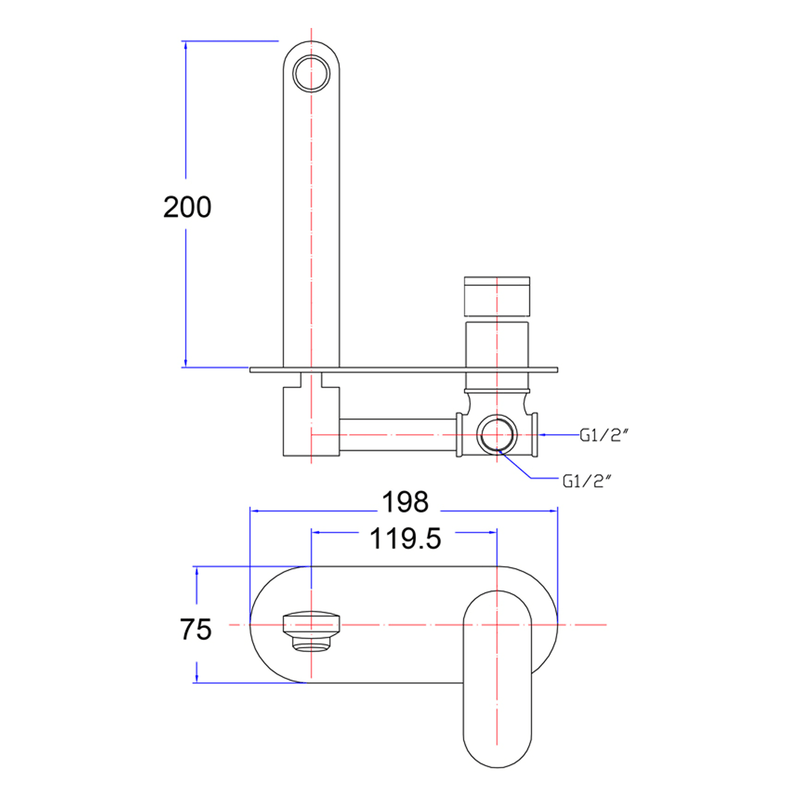 Eli Round Wall Mixer Set Slim Handle