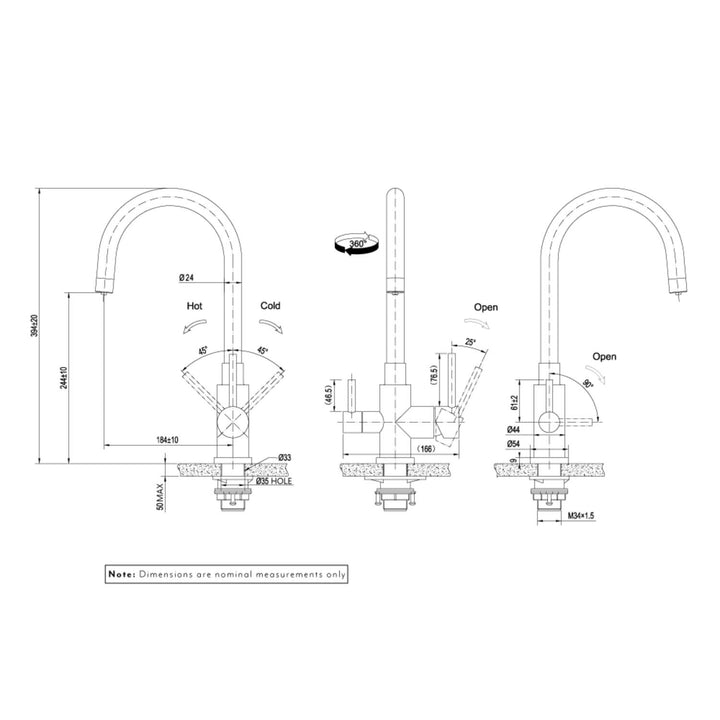 Elysian Commercial 3-Way Filter Tap