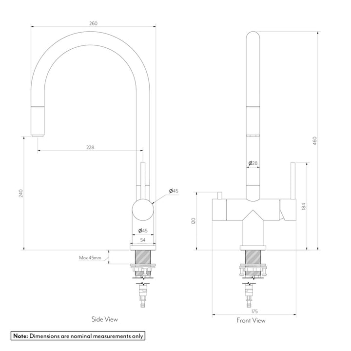 Elysian Commercial 3-Way Pull-Out Filter Tap
