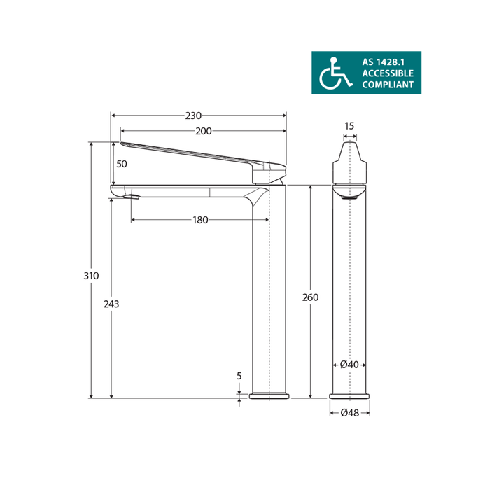 Empire Slim Care Cold Start Tall Basin Mixer