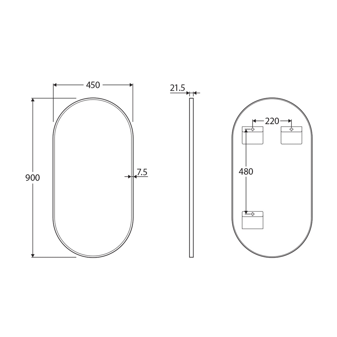 Empire Oval Pill Framed Glass Mirror