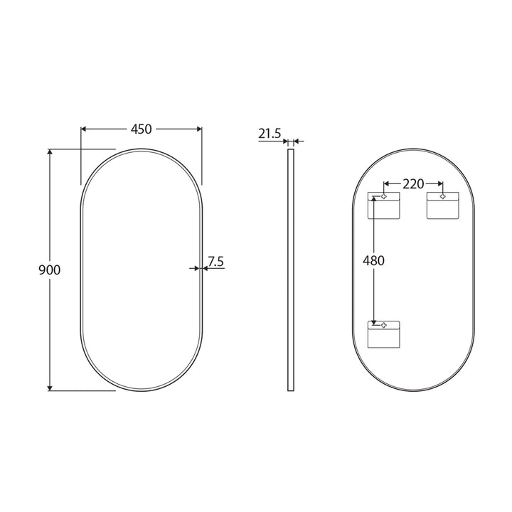Empire Oval Pill Framed Glass Mirror