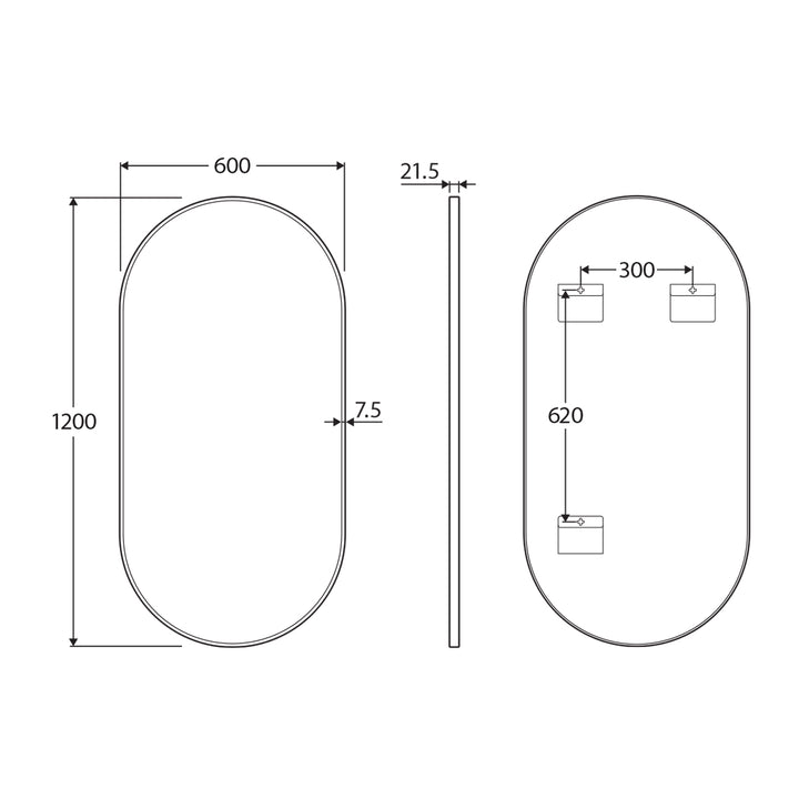 Empire Oval Pill Framed Glass Mirror