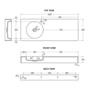 Encanto Left Hand Bowl Cast Stone Wall Hung Basin 1200mm