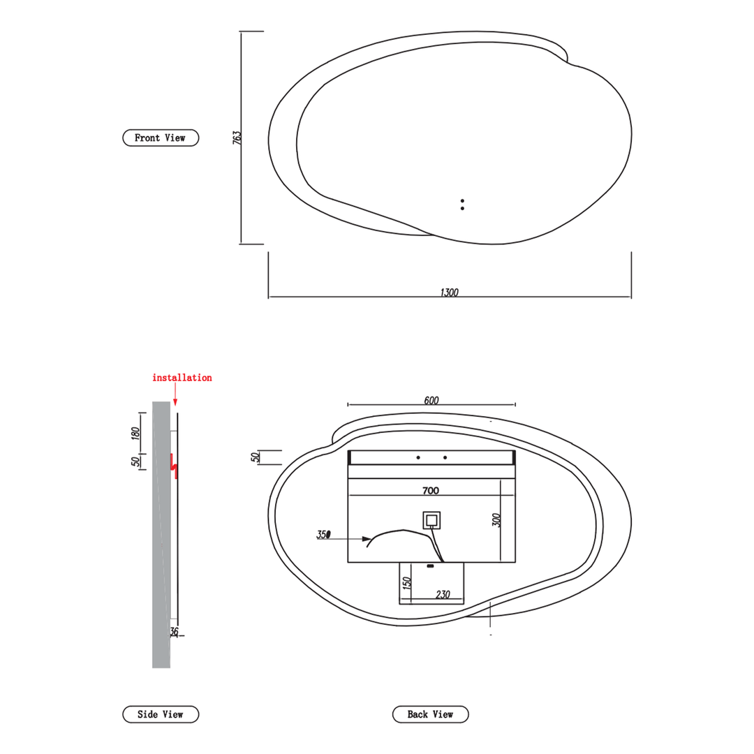 Evanston Asymmetrical LED Mirror (1100-1200mm)