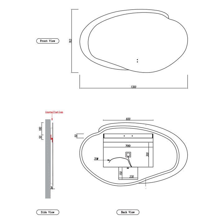 Evanston Asymmetrical LED Mirror (1100-1200mm)