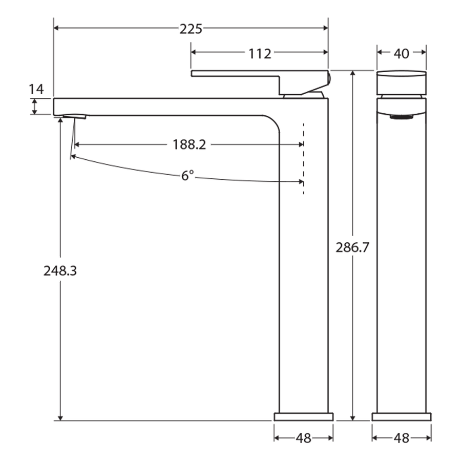 Fienza Tono Square High Rise Basin Mixer – Sunlight Bathrooms