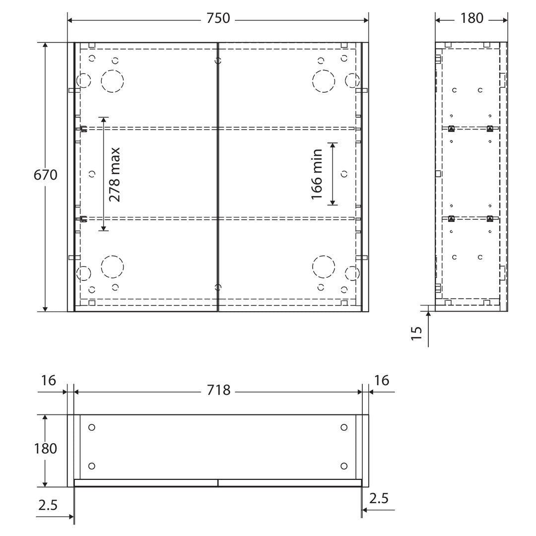 Fienza Mirror Cabinet with Side Panels