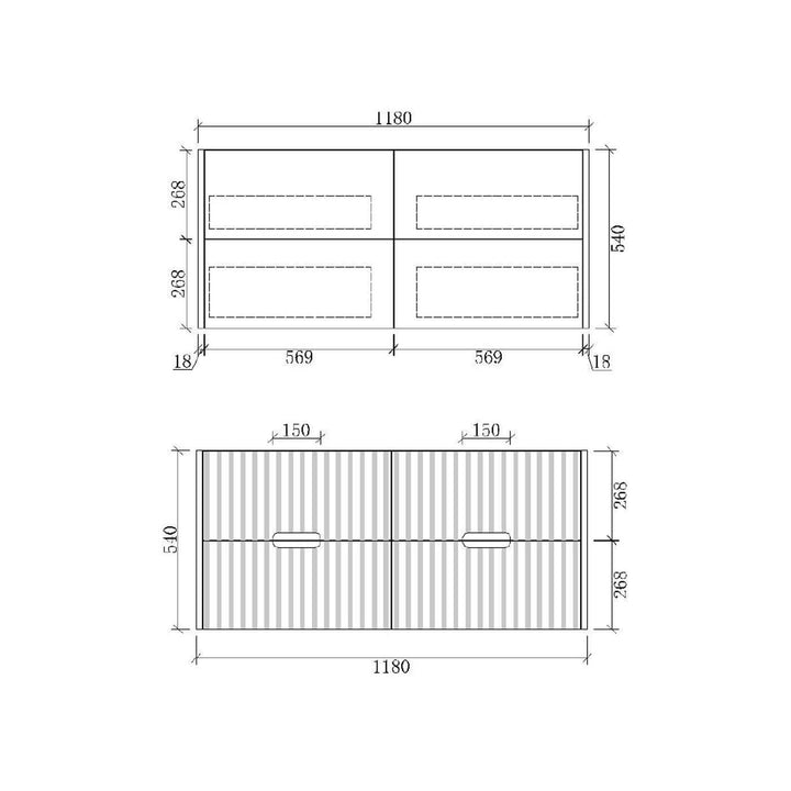 Fluted Wall Hung Ribbed Vanity Matte White (600-1500mm)