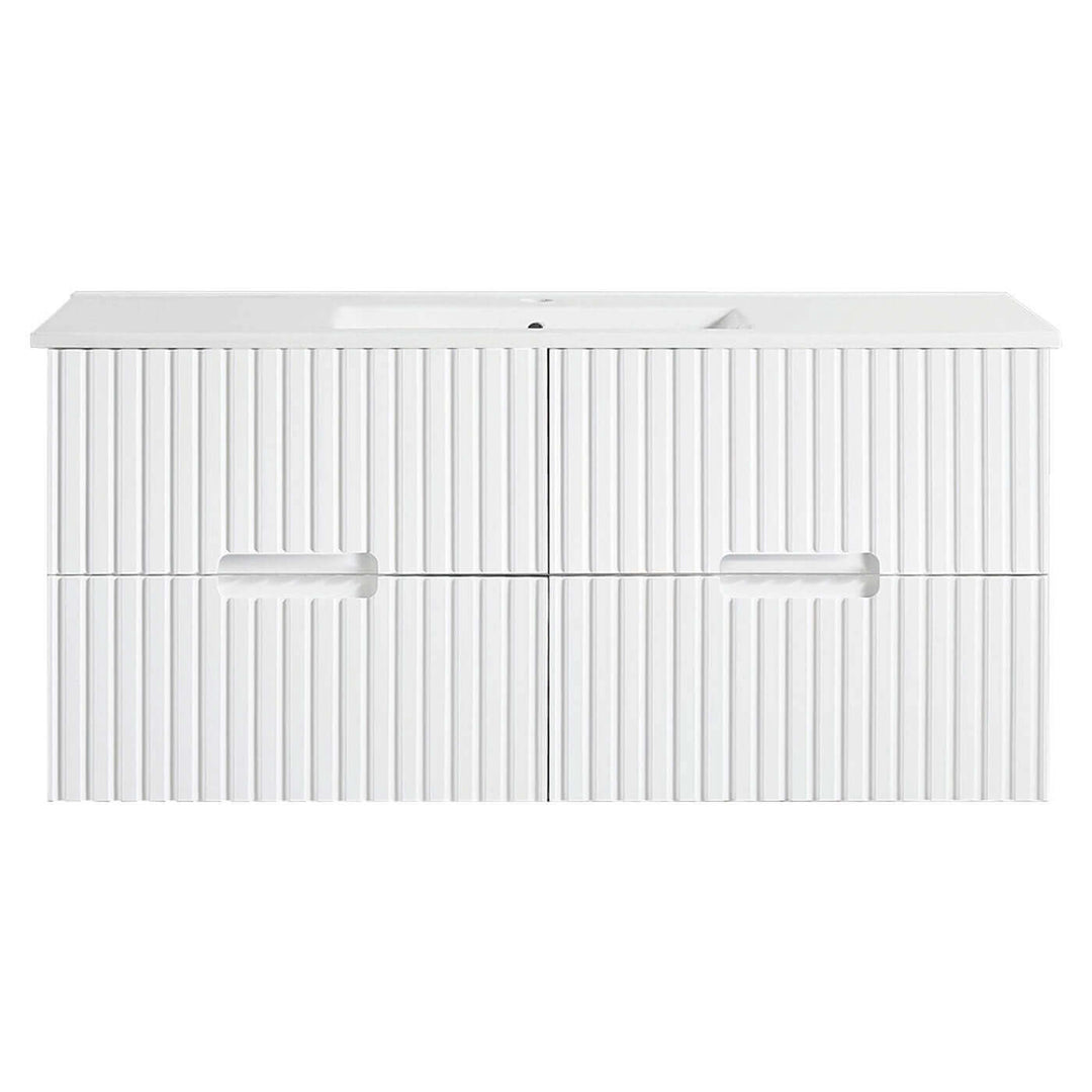 Fluted Wall Hung Ribbed Vanity Matte White (600-1500mm)