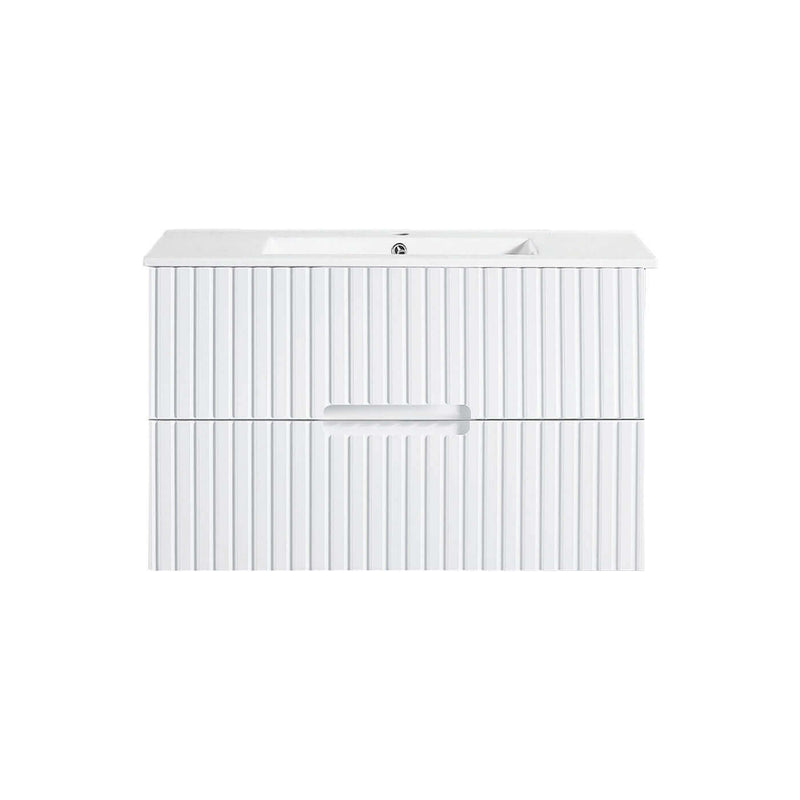 Fluted Wall Hung Ribbed Vanity Matte White (600-1500mm)