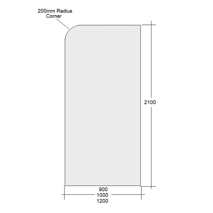 10mm Frameless Curved Radius Corner Shower Screen Fixed Panel