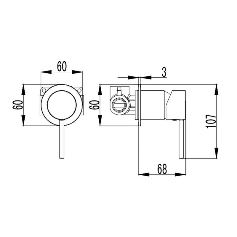 Hali Pin Handle Wall Mixer 60mm Backplate