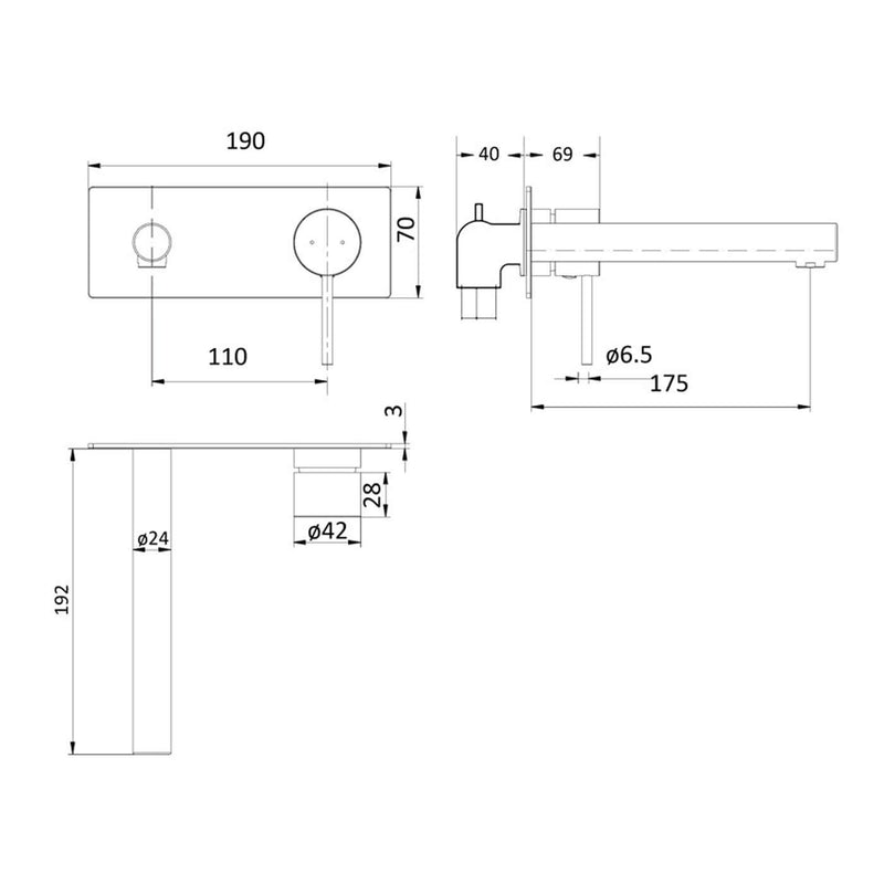 Hali Straight Spout Wall Mixer and Spout Set