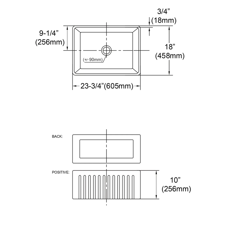 Hampshire Single Butler Farmhouse Sink 605x458x256mm