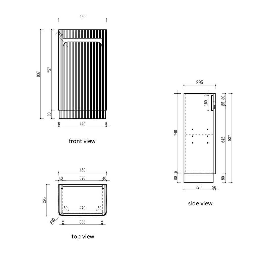 Hartelle Curved Fluted Compact Vanity 450mm
