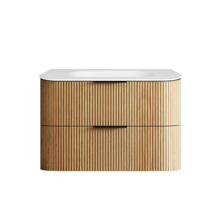Havana Oak Fluted Curved Wall Hung Vanity