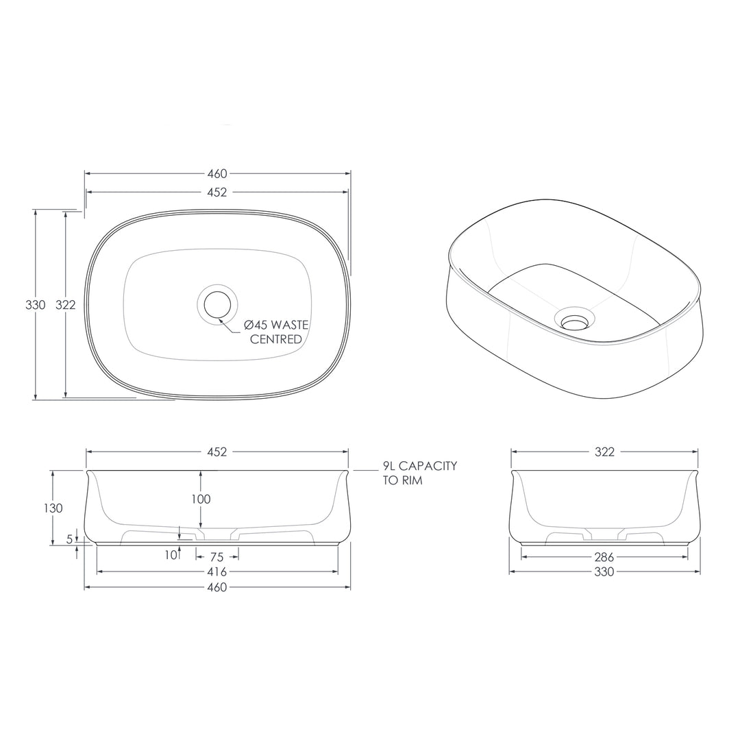Hewitt White Ceramic Basin 460mm