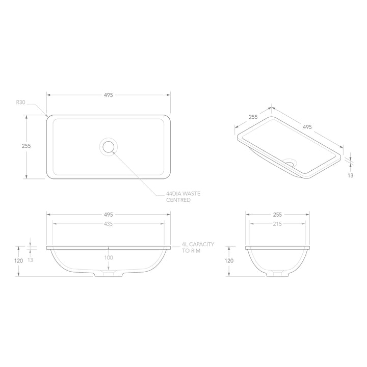 Hope Solid Surface Basin 495x255mm