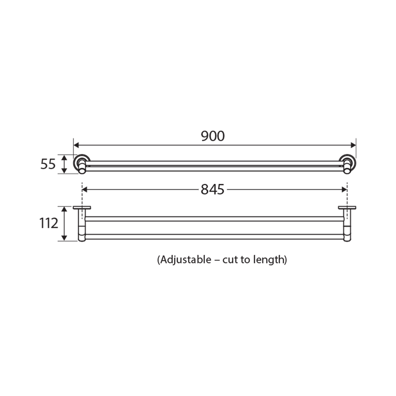 Kaya Double Round Towel Rail 900mm