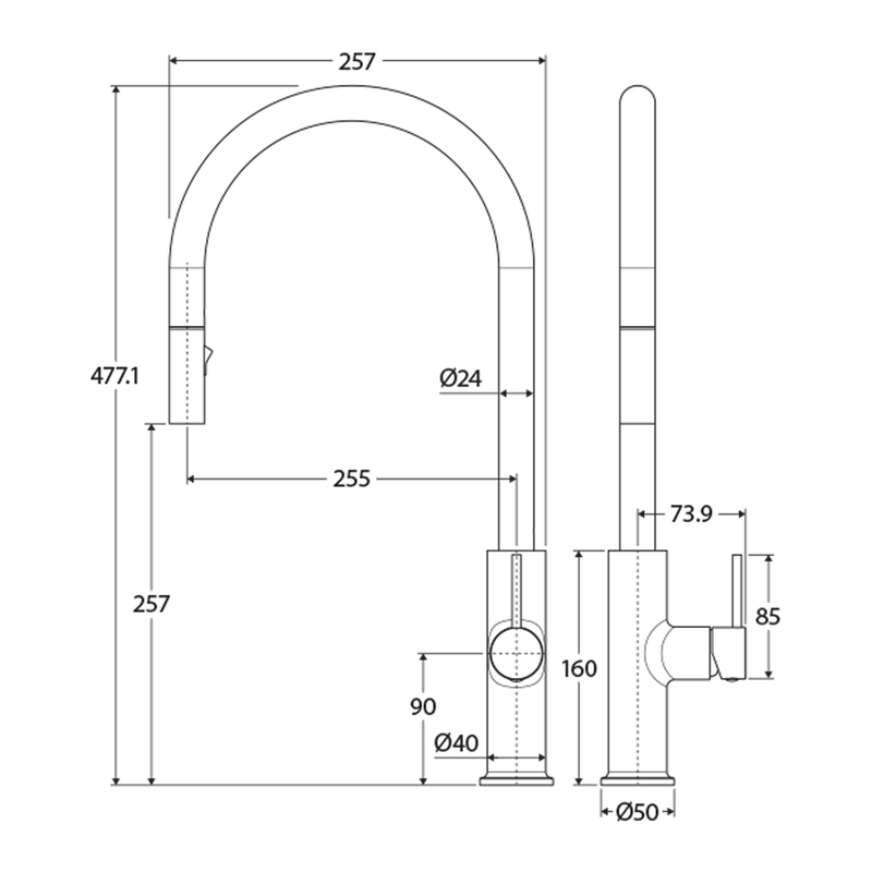 Kaya Pull Out Gooseneck Sink Mixer