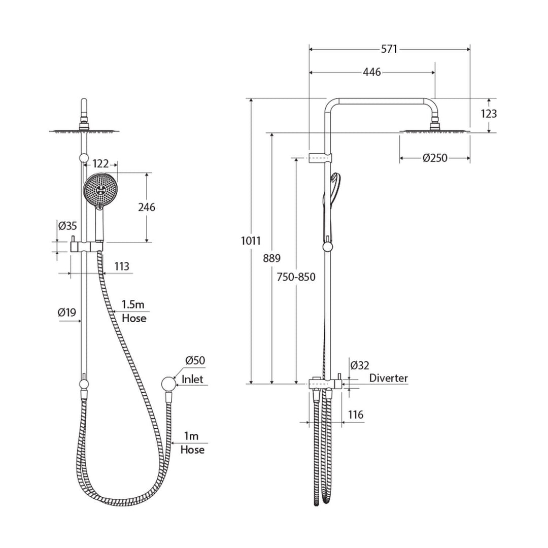 Kaya Retrofit Variable Inlet Twin Shower