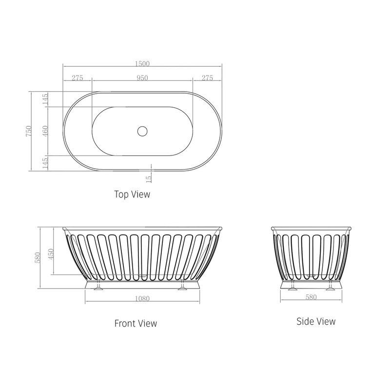 Kensington Federation Freestanding Bathtub 1500-1700mm