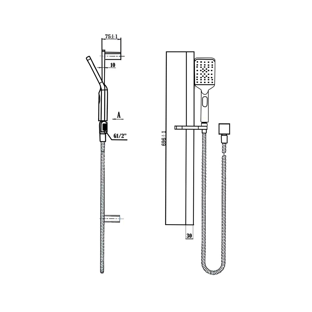 Kiama Square Shower Rail