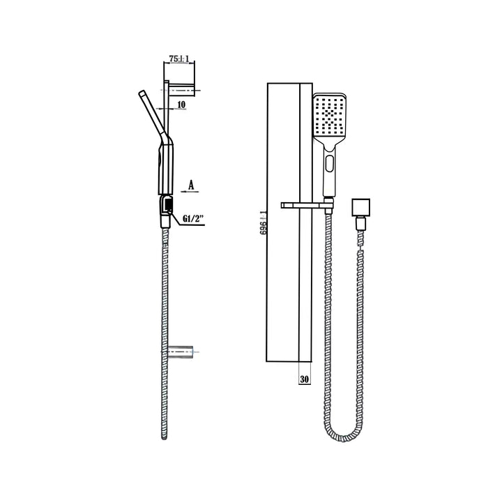 Kiama Square Shower Rail