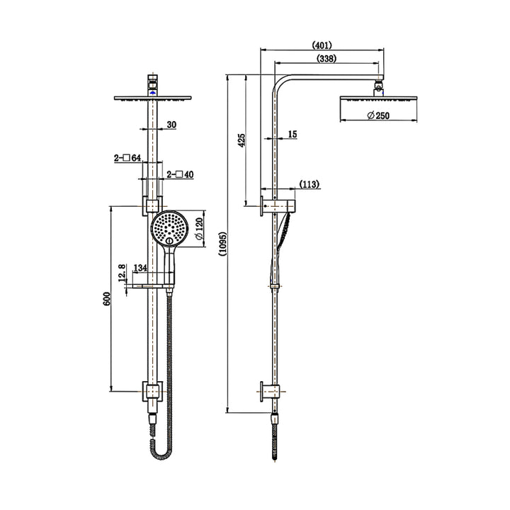Kiama Twin Shower Rail Set