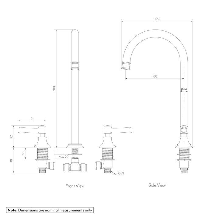 Kingsley Hob Assembly Tap Set