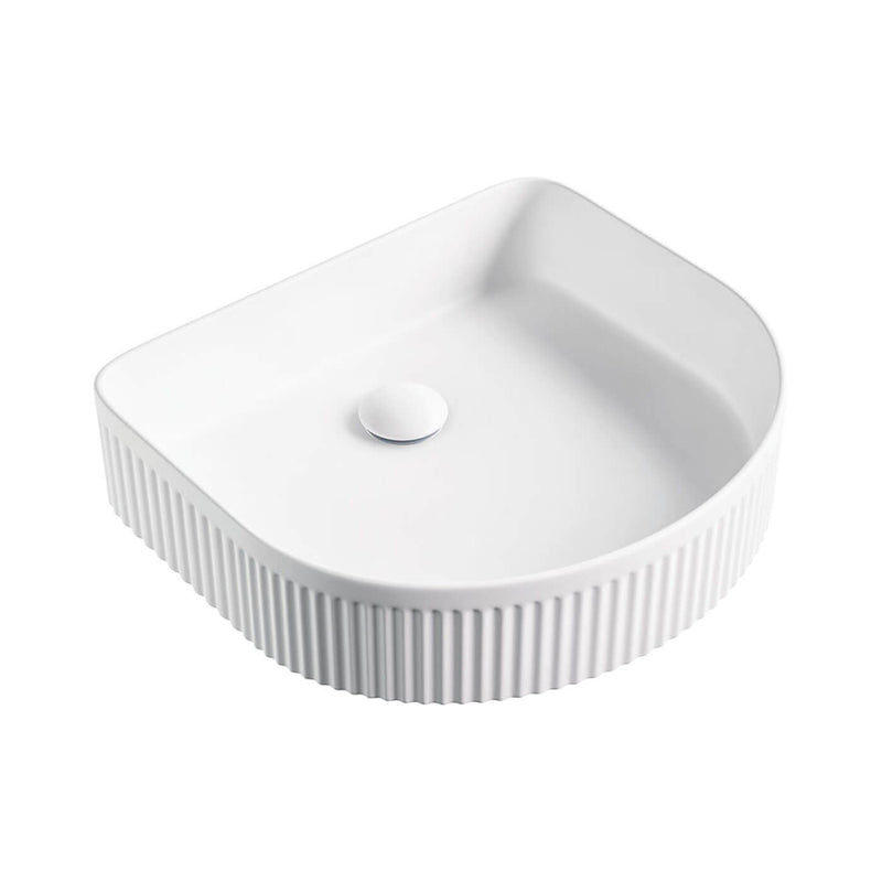Kira Arch Fluted Above Counter Ribbed Basin 415x365mm – Sunlight Bathrooms