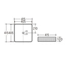 Kira Square Fluted Above Counter Ribbed Basin 415x415mm