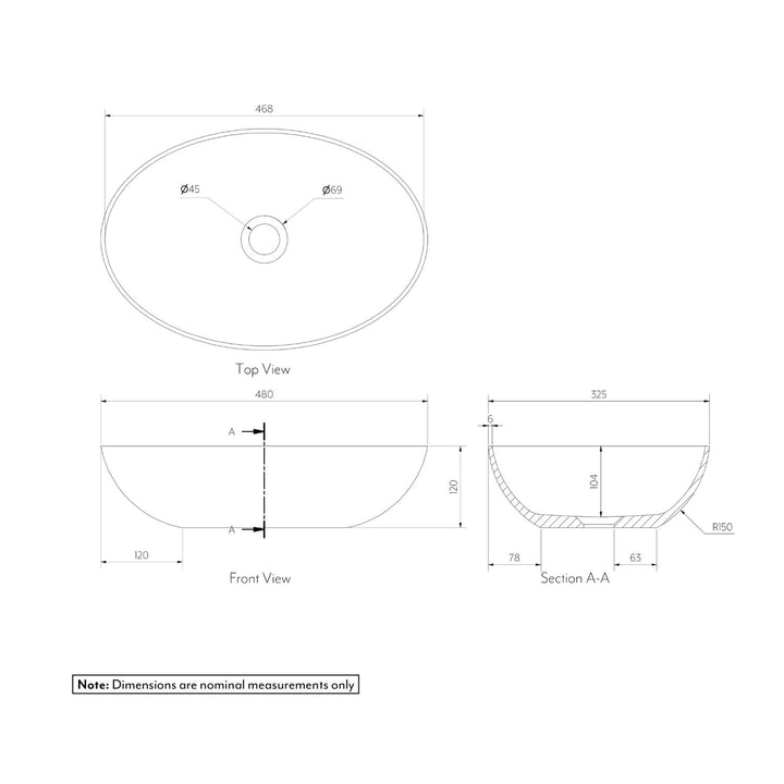 Labello Solid Surface Basin 480mm