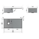 Lavello Single Stainless Steel Sink with Drainer 840x440x200mm