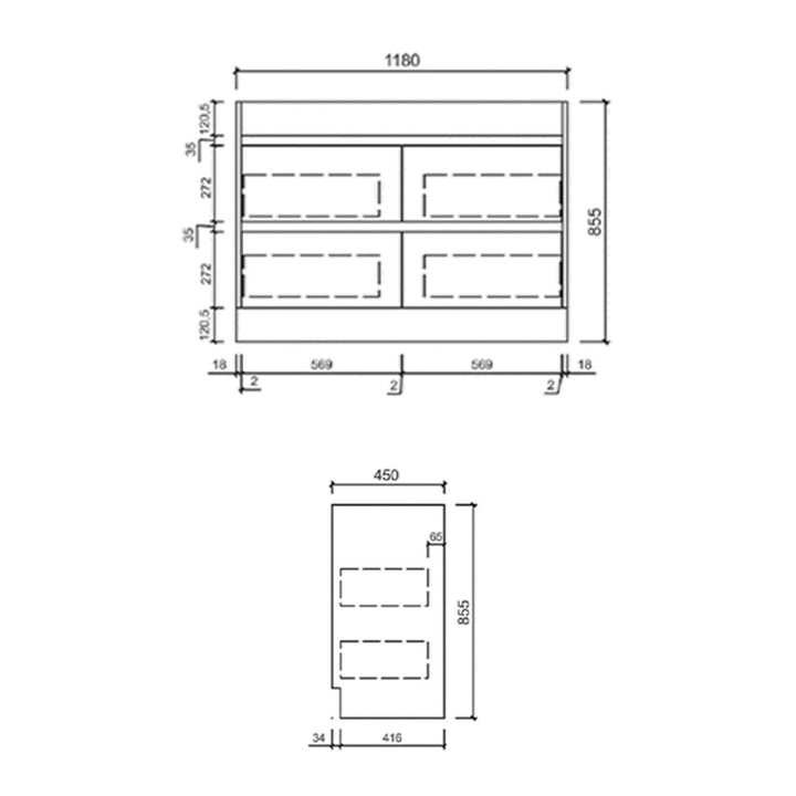Leona White Drawers Only Floor Mounted Vanity