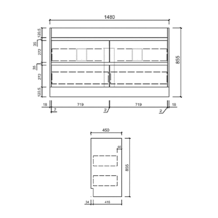Leona White Drawers Only Floor Mounted Vanity