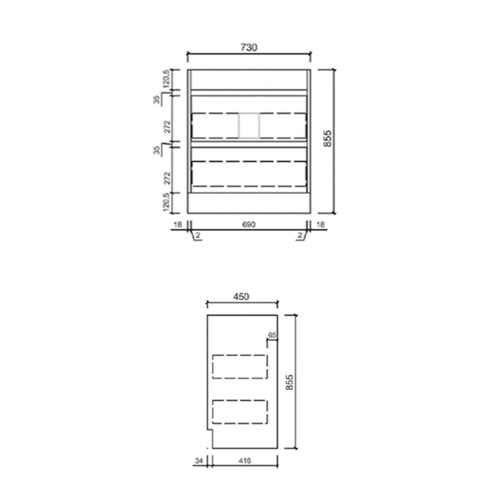 Leona White Drawers Only Floor Mounted Vanity