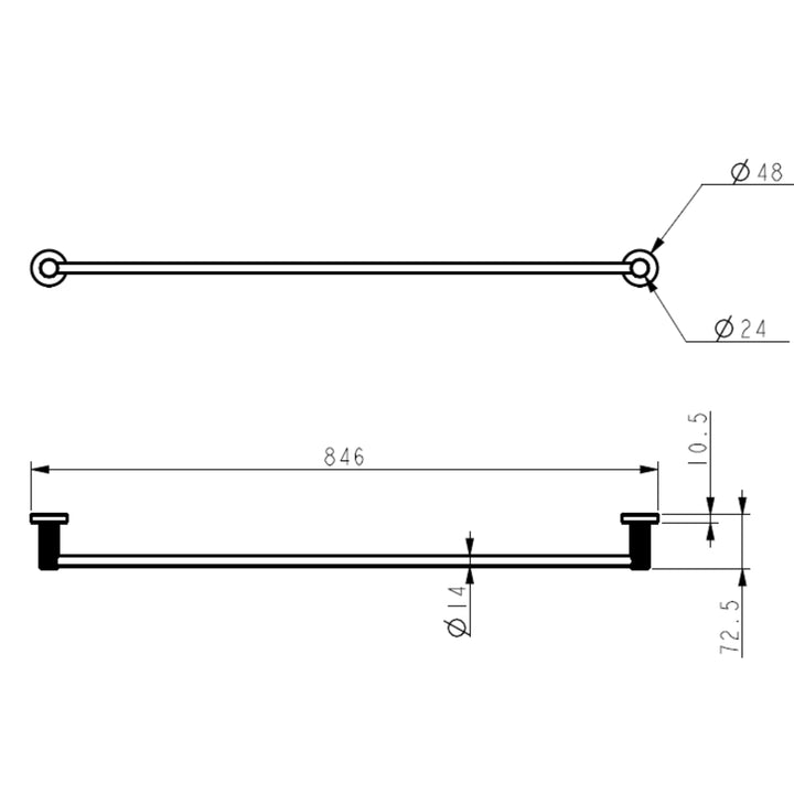 Linie Fluted Single Towel Rail