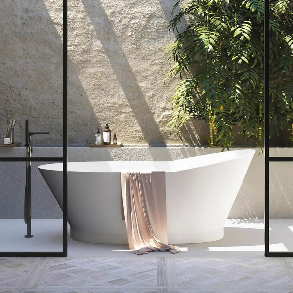London Sloped Oval High Back Freestanding Bathtub Sunlight Bathrooms