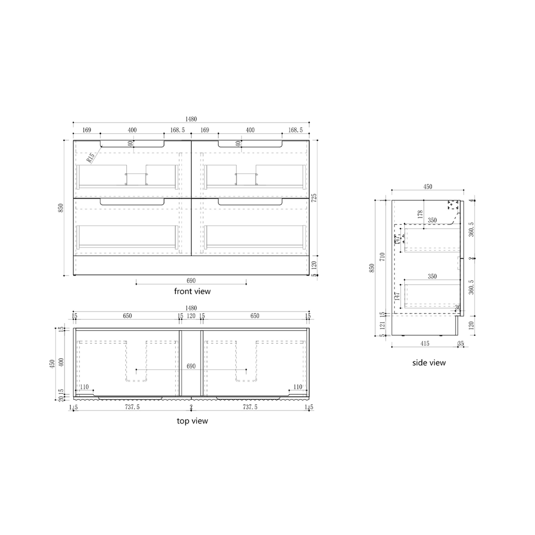 Lovina Fluted Freestanding Vanity (600-1800mm)