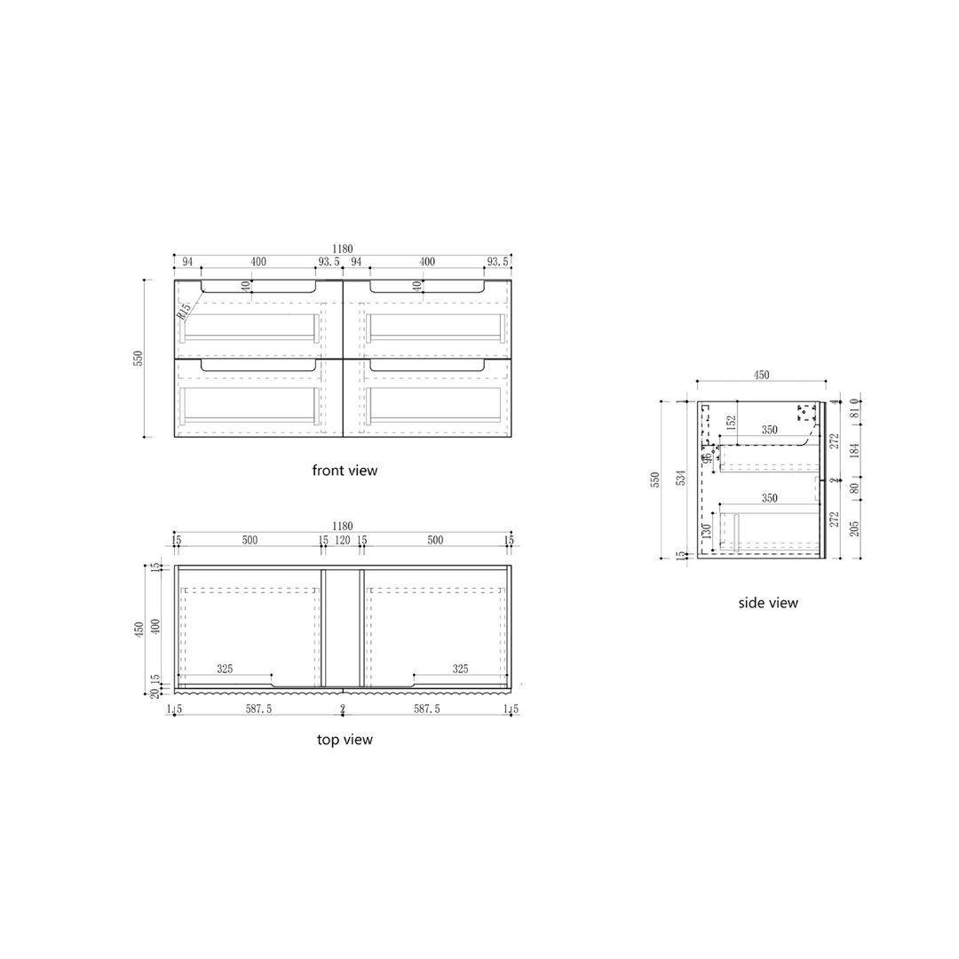Lovina Fluted Wall Hung Vanity (600-1800mm)