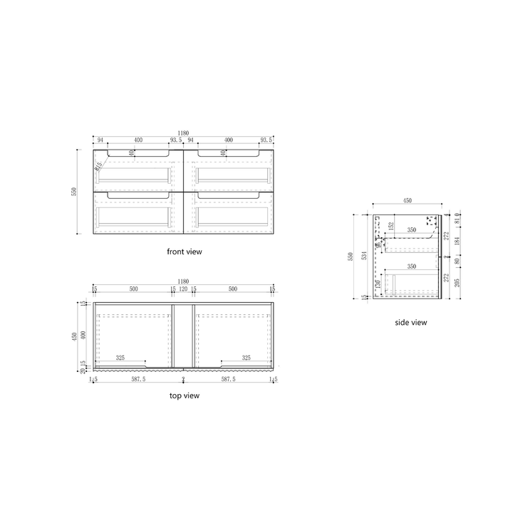 Lovina Fluted Wall Hung Vanity (600-1800mm)