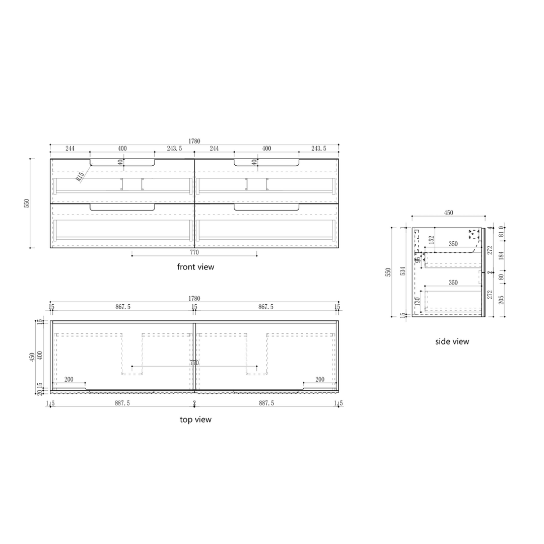 Lovina Fluted Wall Hung Vanity (600-1800mm)