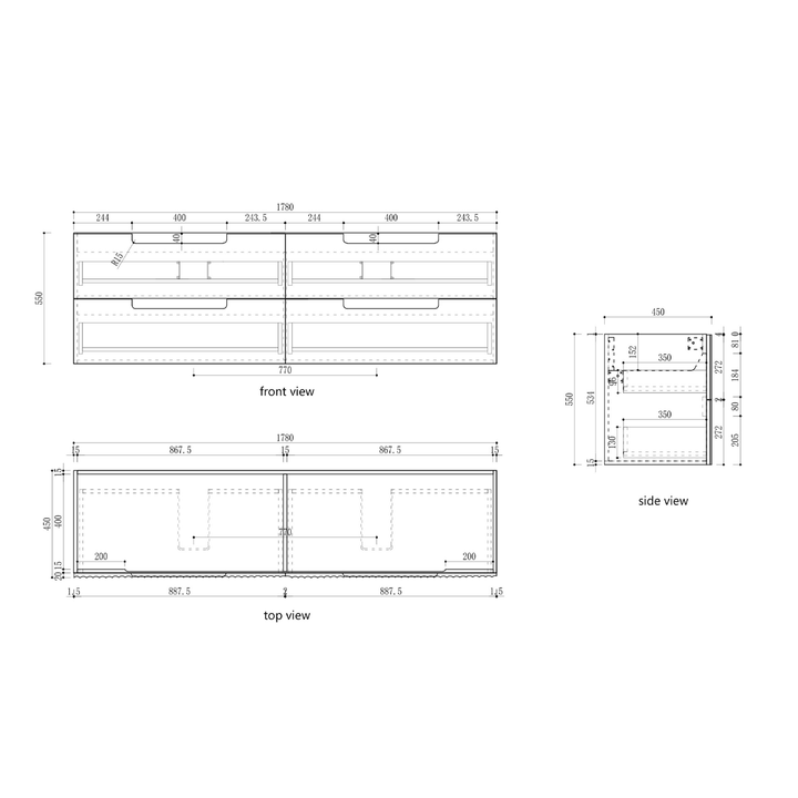 Lovina Fluted Wall Hung Vanity (600-1800mm)