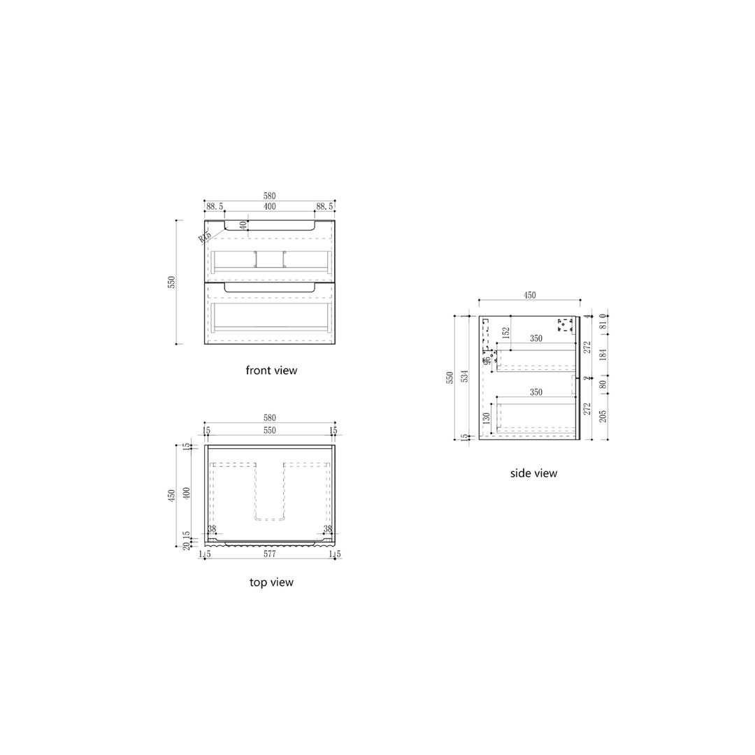 Lovina Fluted Wall Hung Vanity (600-1800mm)